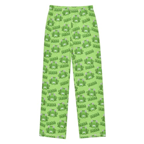 ZZXXB Lovely Frog Pattern Boys Long Pants Soft Trousers Elastic Waist Kids Lounge Bottoms with Pockets S-XL
