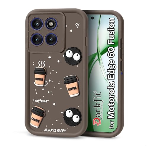 Image of DARKFIT Back Case Cover Compatible with Motorola Edge 60 Fusion | Cute Fun Cartoon Ball 3D Coffee Silicone Case | Body Protection | Camera Protection | Shock Proof | Color Brown | Pack of 1 |