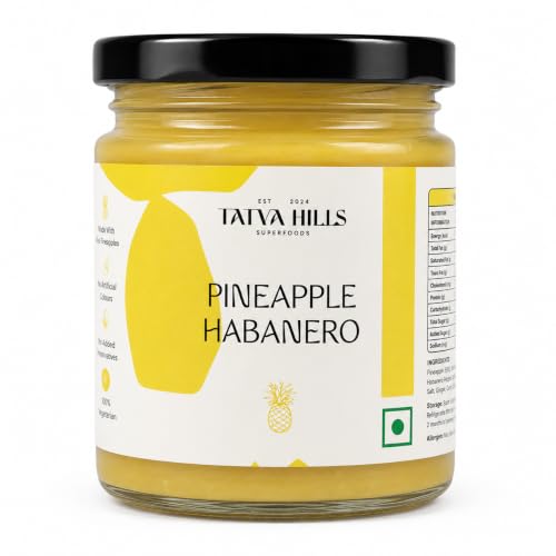 Image of TatvaHills Superfoods Pineapple Habanero Hot Sauce | Tropical Sweet Heat with Real Pineapple and Yellow Habanero | No Preservatives, Small Batch | 170g