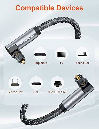 Cable óptico Toslink digital macho a macho con conectores de doble 90 grados 5