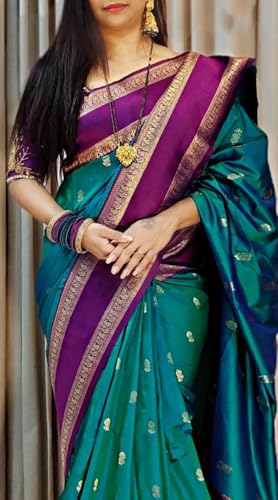Image of SWORNOF Women's Banarasi silk Saree With Unstitched Blouse Piece