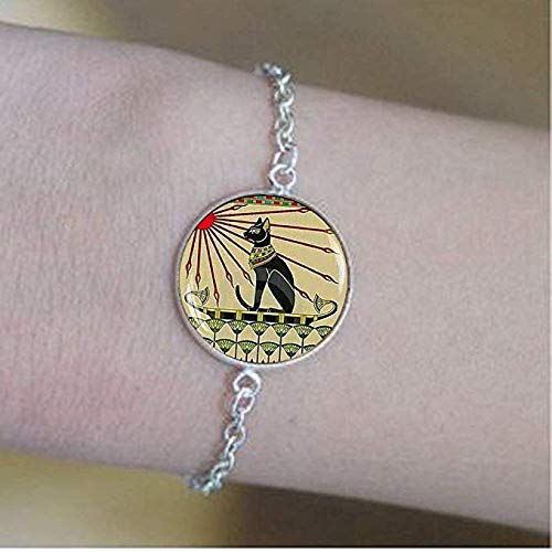 Preisvergleich Produktbild Ägyptischer Katzen-Schmuck, Jugendstil, Katzen-Schmuck, Göttin Bastet Armband, ägyptische Katzen-Schmuck