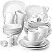 Produktbild MALACASA, Serie Elisa, 40 teilig Set Porzellan Tafelservice Kombiservice Geschirrset, je 4 Dessertteller, Speiseteller, Müslischalen, Eierbecher, Becher für 8 Personen
