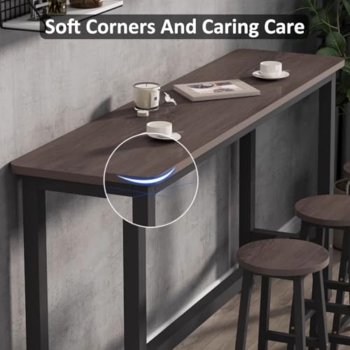 Mesa de bar de madera maciza, consola de sofá larga y estrecha 5