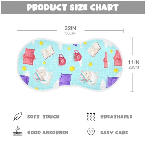 2 Pack Baby Burp Cloths, Soft Absorbent Burping Cloths for Babies, Cotton Milk Spit Up Rags, Large Size for Newborns, Baby Boys and Girls (Sheep Nightcap Pattern)4