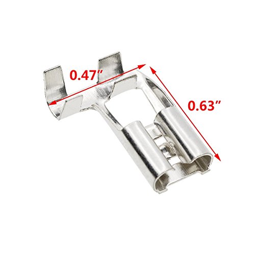 Yxq 6.3Mm Crimp Terminal Spade Connector W Cover Right Angle L Type Silver (50 Pcs) #TOP3