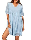 GRACE KARIN Women's Summer Mini Dress Casual Short Sleeve V Neck Swiss Dot Dress Flowy A Line...