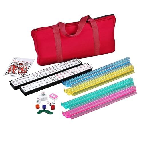 Juego 166 fichas Mahjong americano con bolsa roja liviana miniatura 2