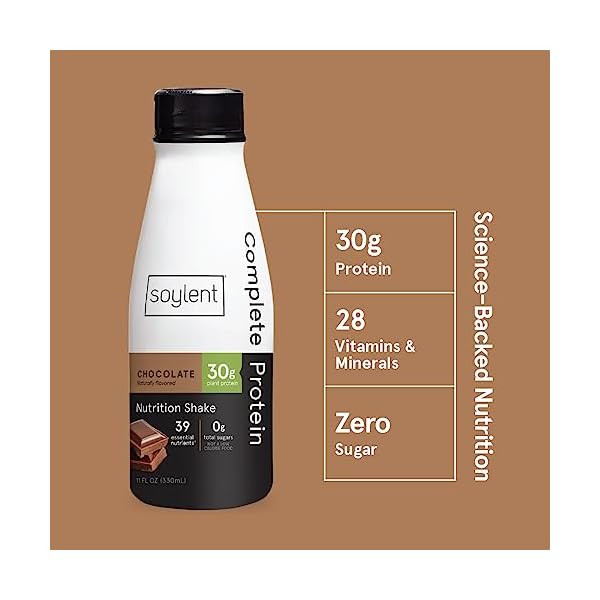 Soylent Complete Protein Shake, Chocolate, 30g Protein, Vegan, Dairy