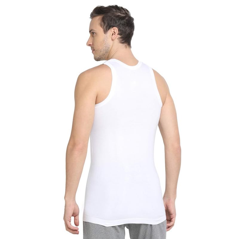 Image of INNERO Men's Cotton Sleevless Round Neck Vest, Baniyan, Ganji, Undershirt (White)