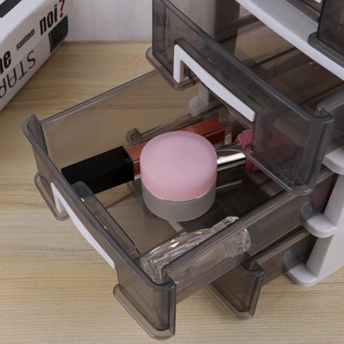 Boîte de rangement plastique transparente compacte à tiroirs coulissants