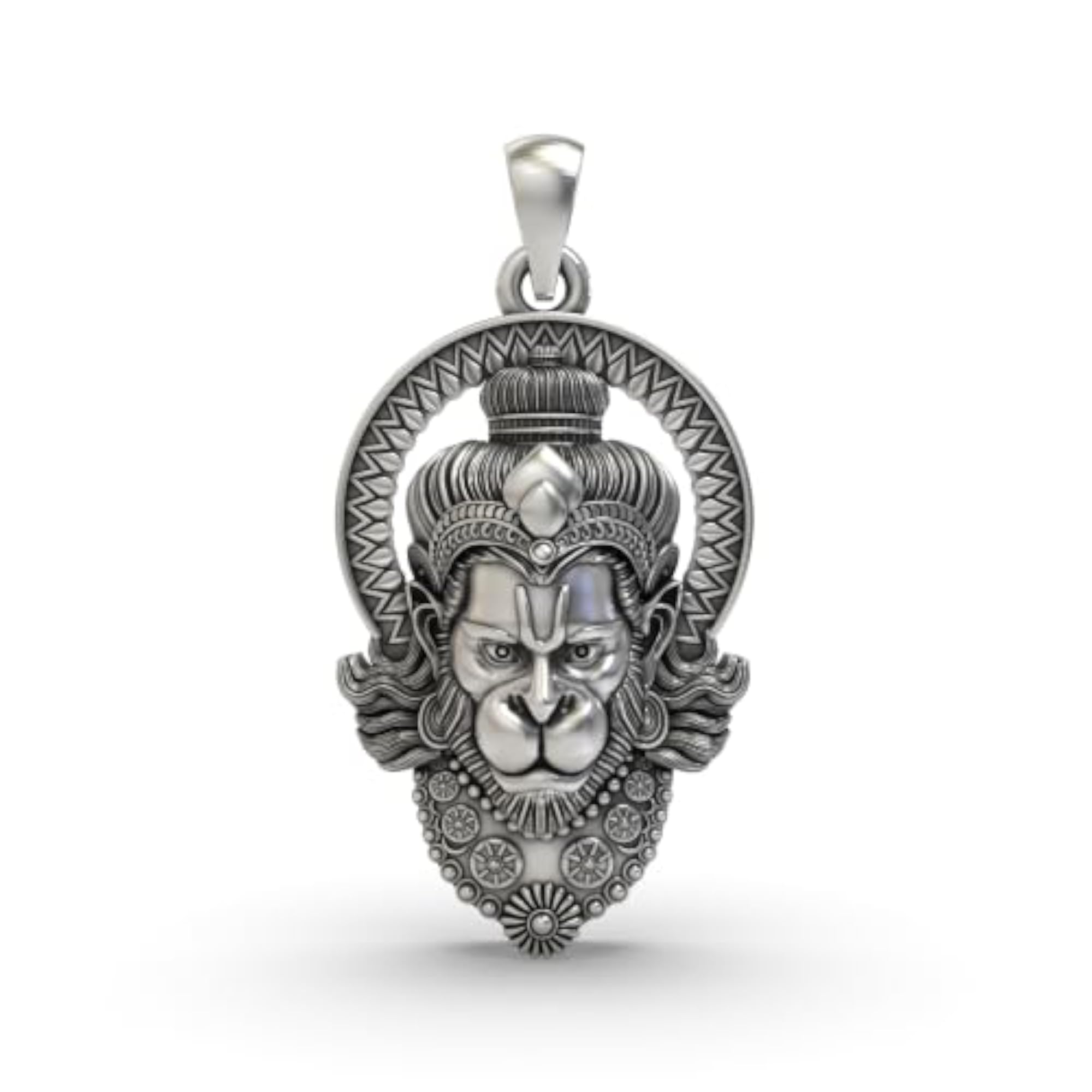 925 Sterling Silver Hanuman Ji Face Pendant Necklace