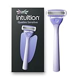 Wilkinson Sword Intuition Quattro Sensitive Skin Rasierer für Damen, Damenrasiergriff mit 1 Ersatzklinge