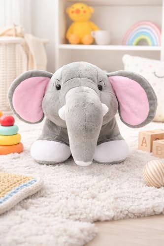 Image of Elephant Plush Toy | Soft Toy for Kids | Non-Toxic & Safe | BIS-Approved | Medium Size Stuffed Elephant | Grey