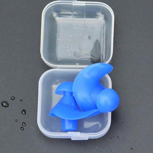 Image of DAZZLIQ Pack of 2 Blue Ear Plugs For Swimming Ear Plug For Bathing Swimming Ear Plugs For Men Ear Protection From Water Waterproof Swimming Earplugs Professional Silicone Anti-Noise Cancellation