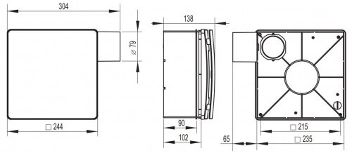 Radialventilator für Sammelrohrsysteme- Ø80mm, Anlauf-Verzögerung und Nachlauf, 2 Geschw. (376)