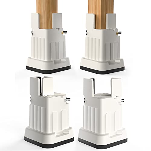 4Pcs 3.5'' Bed Risers, Width Adjustable Clamp Fixed, Furniture Couch Table Desk Leg Height Extenders, Portable Bed Lifters Bed Furniture Risers, Stable Foot Design Support Up To 5000Lbs Heavy Duty #TOP1
