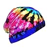 Exotic Tribe Tie Dye Style Print Beanie Winter Hat Soft Warm Cap for Hiking Outdoor Activities Camping Seasonal Gift Black #2