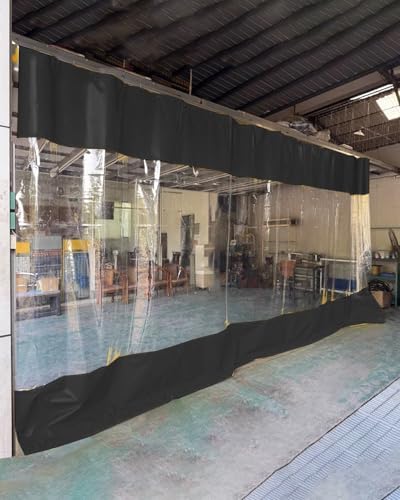 Tenda divisoria in Vinile Trasparente Industriale per Garage e Uso Esterno, divisorio Scorrevole per Ambienti Montato a soffitto, divisorio da 6,4x7,9 Piedi per officine e Magazzini