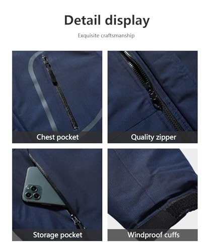 Image of Men's Mountain Winter Coat Warm Fleece Ski Snow Jacket Waterproof Raincoat with Hood