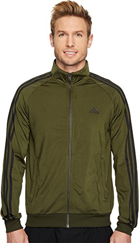 adidas Men's Essentials 3-Stripe Tricot Track Jacket, Night Cargo/Black, X-Large