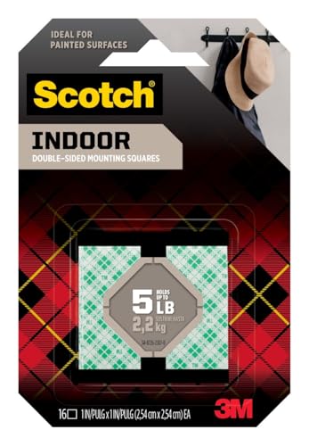 scotch removable mounting squares 1 in x 1 in double-sided foam 16 squares pack of 3