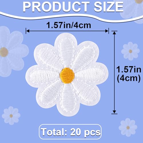 Pagow QL4573T7 20 Pcs Flower Iron On Patches, Cute Daisy Flower Applique Patch thumb #1