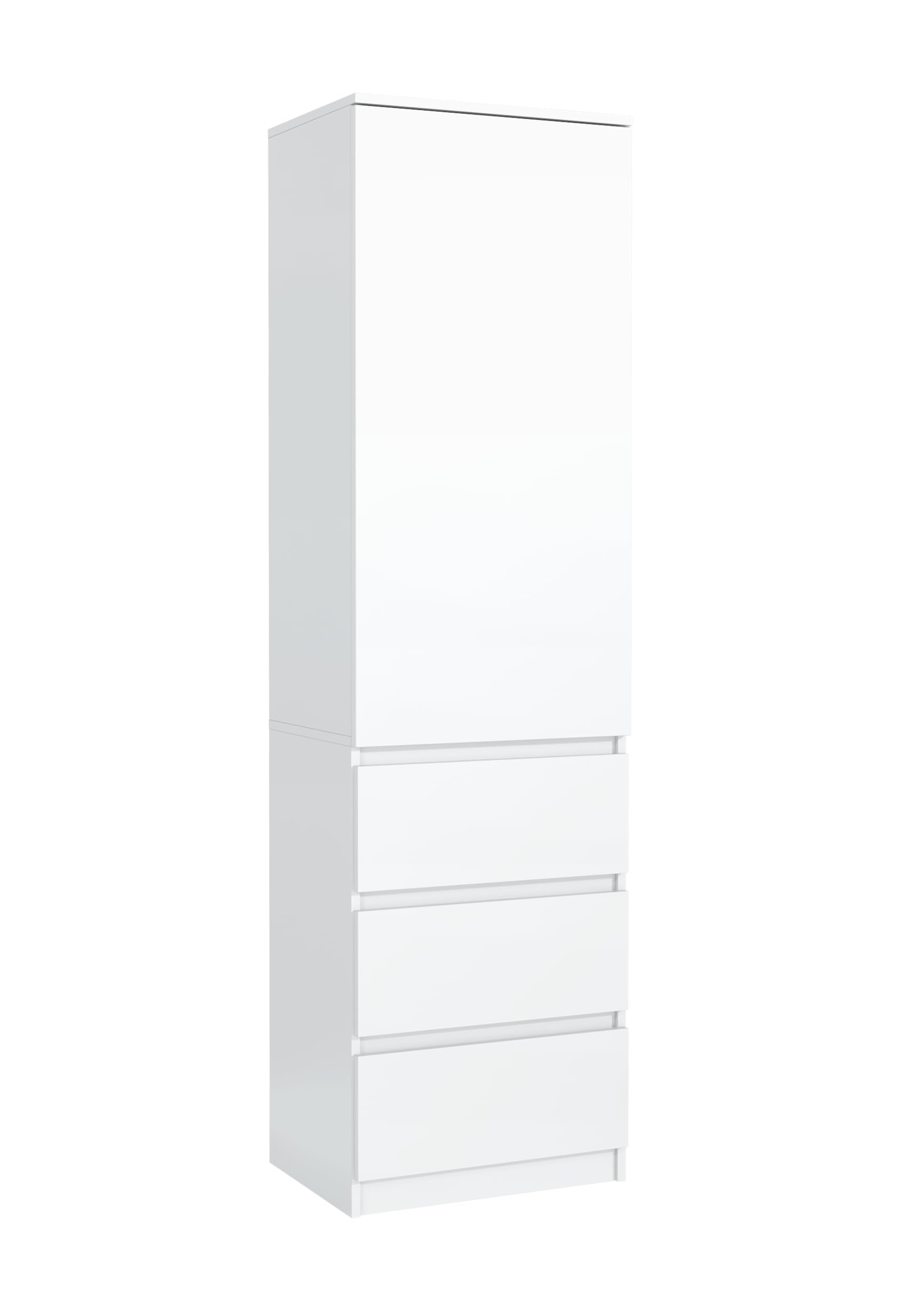 meble masztalerz Hochschrank mit 3 Schubladen Weiß 50x39x180 cm - Schuhschrank Hoch - Schmaler Flurschrank - Mehrzweckschrank mit Einlegeböden - Wohnzimmer & Flur Schrank - Modern Furniture - Closet