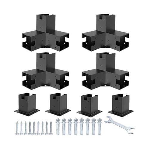 Kit De Soportes for Pérgola DIY - Base De Poste De Madera 4x4 / Soportes En Ángulo Recto De 3 Vías for Pérgola/Deck/Patio Exterior(Base-Corner Bracket)