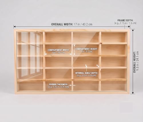 Image of Best of Craft Wooden LED 20 Compartment Car Display Rack with Acrylic Cover for 1:64 Diecast | & Tabletop Display Shelf with Warm LED Lights (Without Cars)