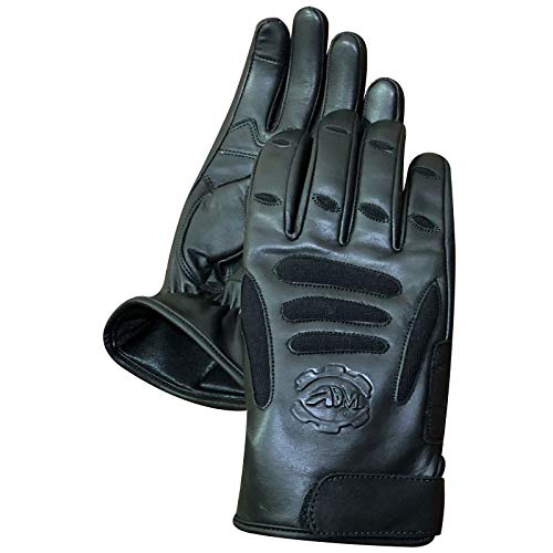 Gants de moto en cuir avec doigts complets ADM 9014 antichoc M - 3