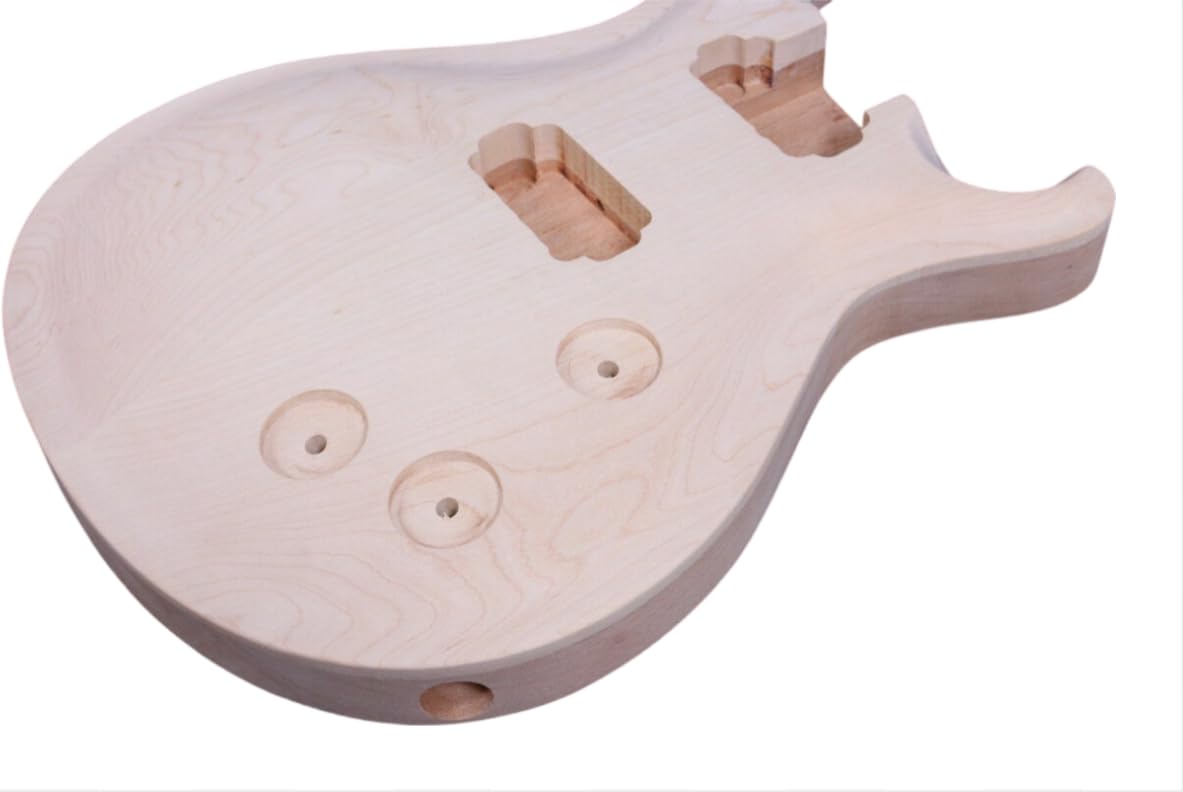 Kit per chitarra elettrica fai da te, manico in mogano a 22 tasti, in acero, con tappo intarsiato fine, corpo in mogano non rifinito (tastiera in palissandro e corpo in acero)