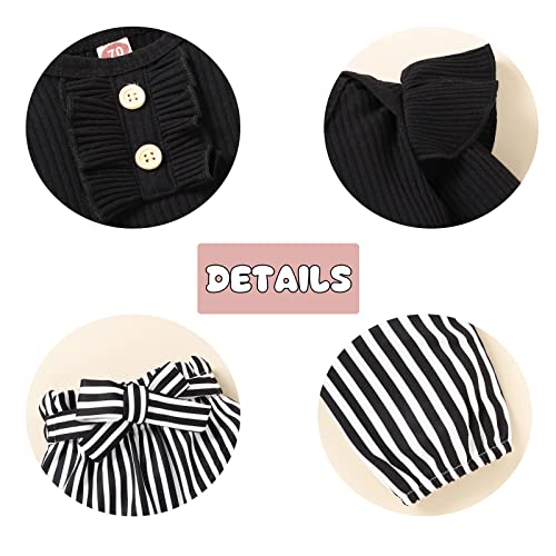Image of Newborn Baby Girls Clothes Ribbed Ruffled Romper+Floral Pants+Headband Infant Outfit Set