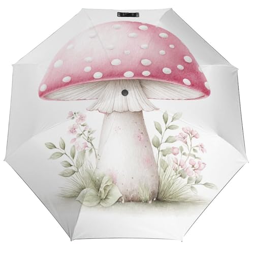 Parapluie pliant champignon rose clair et blanc à pois ACEPrints