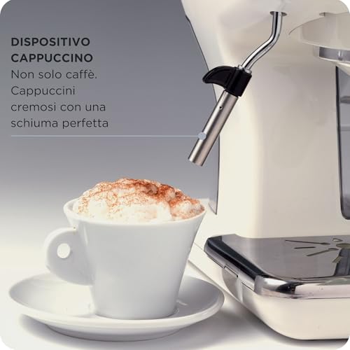 Ariete 1389 Macchina da Caffè Espresso di Design - per Polvere e cialde ESE - filtro 1 e 2 tazze - Montalatte - 850 Watt - Linea Vintage - Beige - 4