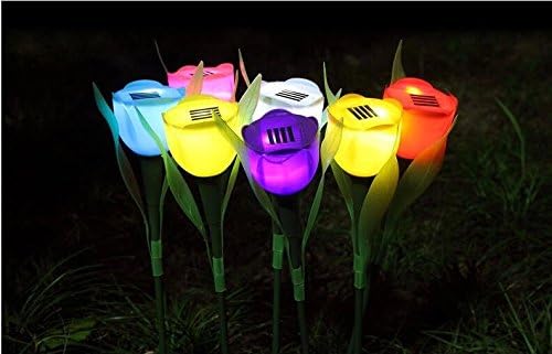 Sunbeauty 4pcs Outdoor Yard Garden Path Way Solar Power LED Tulip Landscape Flower Lamp Lights