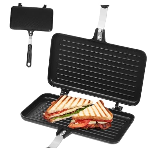 Cabilock Non-stick Double Sided Sandwich Maker Pan Versatile Kitchen Tool for Toast Fried Eggs Sandwiches Detachable Design for Easy Storage Cooking for