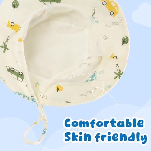 Image of Muslin Baby Sun Hat Sun Protection Baby Toddler Bucket Hats for Boys Girls