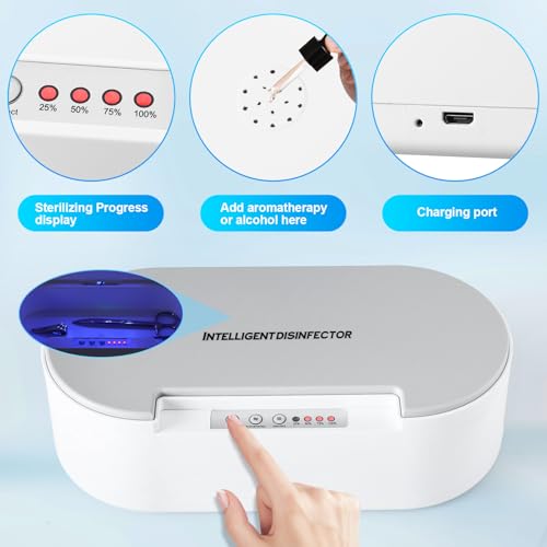Caixa de esterilização para unhas, caixa de esterilização de limpeza, portátil, USB inteligente para