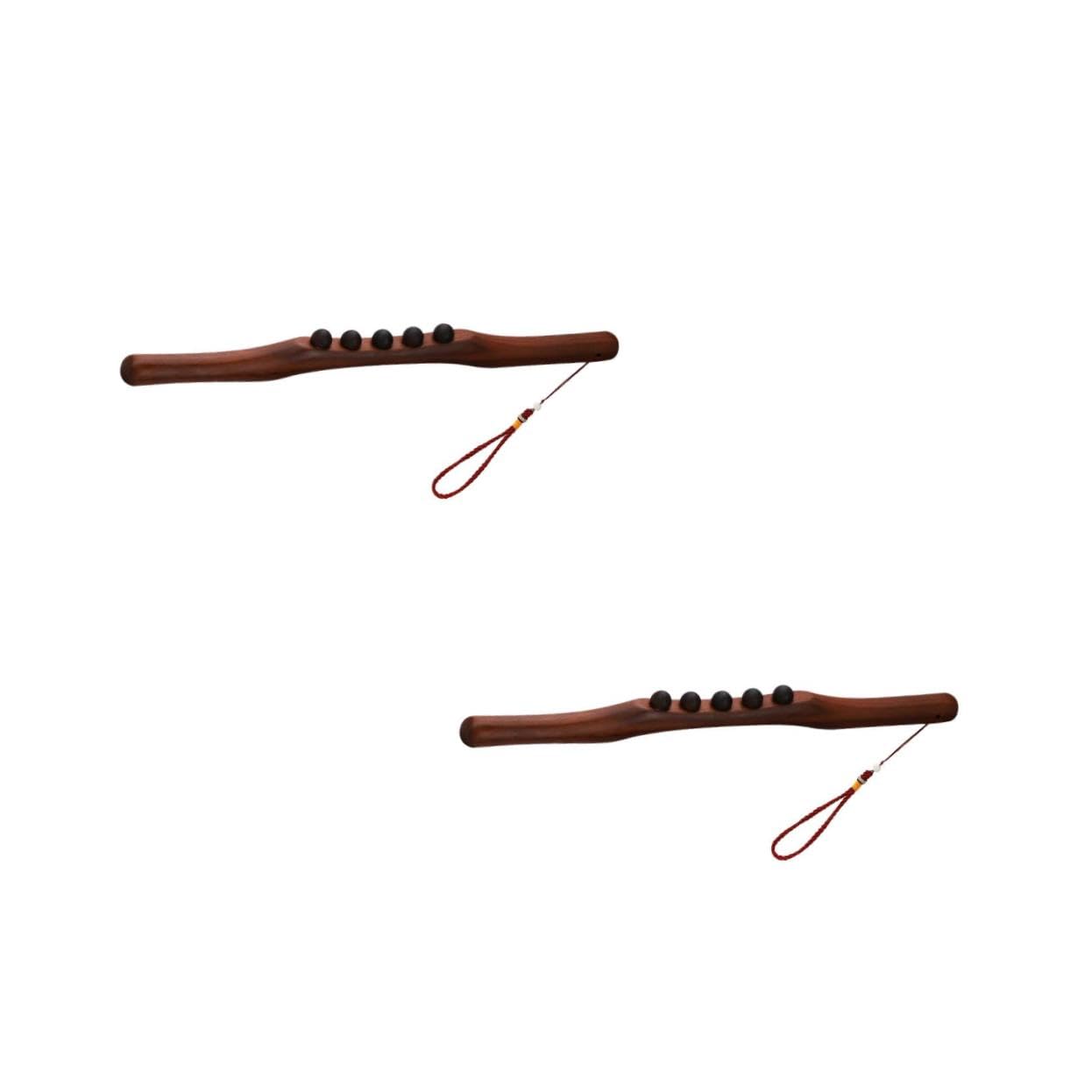 2 Stück rollender Stock Werkzeug Bob Muskel Zurück Schulter Akupunkturpunkt-Massagegerät Massagestab Massagestange für den Körper Körperkratzer Buche Brown