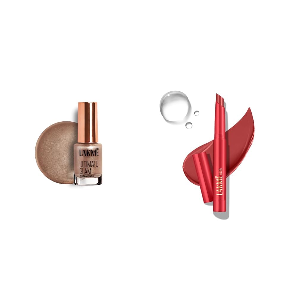 LAKME Ultimate Glam Chrome Nail Paint, Brown 6ml Lakme 9 to 5 Forever Matte Lip Crayon, Routine Red 1.1g-picture-43