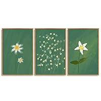 SIGNWIN 3 Piece Framed Canvas Wall Art Flower Canvas Prints Home Artwork Decoration for Living Room,Bedroom - 16