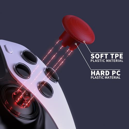 Image of eXtremeRate ThumbsGear Interchangeable Thumbsticks for PS5 Edge Controller, Replacement Carmine Red Analog Thumb Sticks Caps for PS5 Edge Controller - 4 Heights 3 Surfaces Grips - NO Thumbstick Base