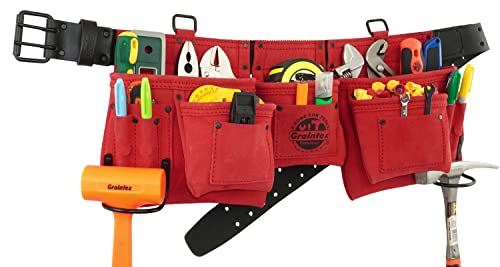 Graintex DS2420 11 Pocket Professional Work Apron Red Color Suede Leather thumb #9