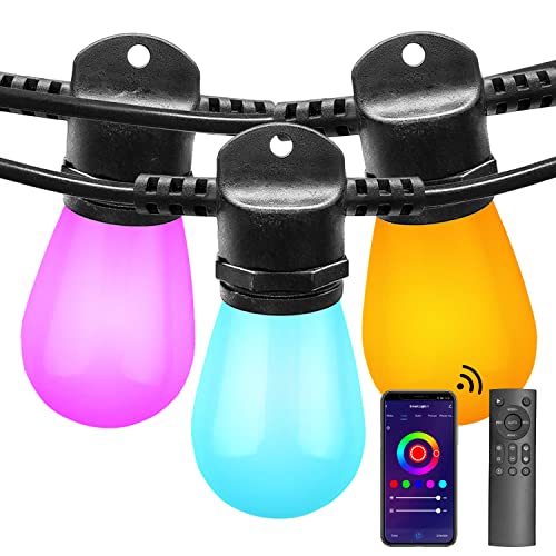 Banord Smart Outdoor String Lights, 96Ft Rgbw Patio Lights Colored Led String Lights Waterproof Color Changing Hanging Lights Work With Alexa, 30 Shatterproof Bulbs Outdoor Lights For Backyard Camping #TOP14