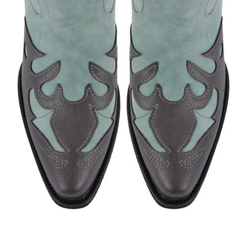 sexytag Embroidered Western Cowboy Boots for Women Cutout Pointed Toe Chunky Low Heel Vintage Pull On Cowgirl Boots4