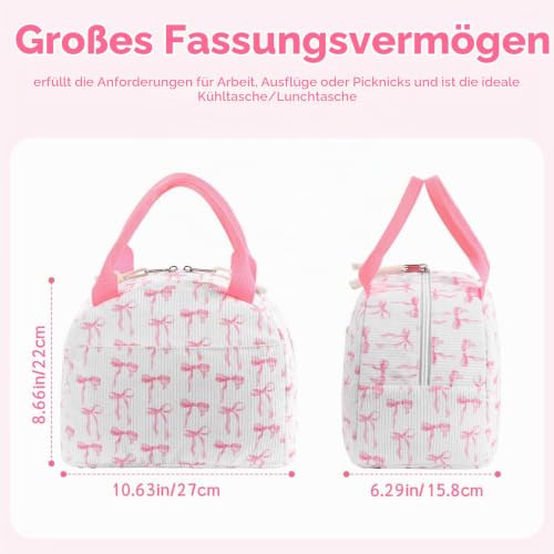 BuyCard Rosa Isolierte Lunch-Tasche für Damen, Aus Cord, 11.2L – Ansicht 2