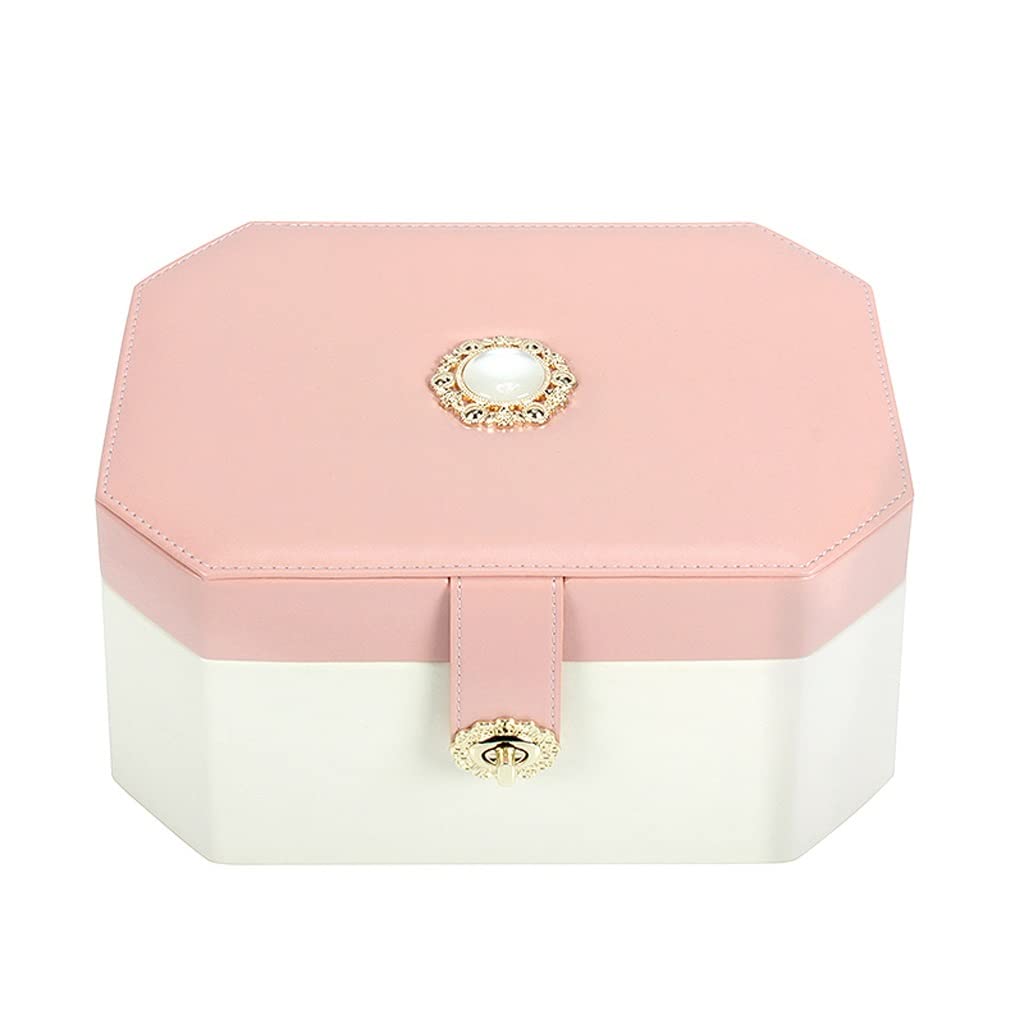Caja De Joyería Caja de joyería de 2 capas, organizador de joyas de cuero PU, caja de almacenamiento de exhibición de viaje, anillo, almacenamiento de pendientes, regalo para mujeres y niñas Organizad