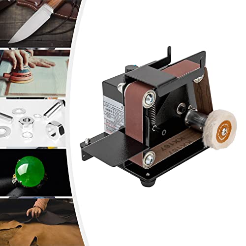 DIY Mini Belt Sander, Electric Belt Sander 180W Electric Knife Sharpener Upgrade Electric Polishing Grinding Machine with 10PCS Abrasive Belt for Wood Metal Knife for polishing metal, aluminum