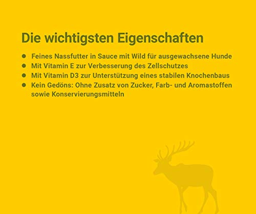 JosiDog Game in Sauce (12 x 415 g) | Nassfutter in Sauce mit Wild| für ausgewachsene Hunde | Hundefutter | powered by JOSERA
